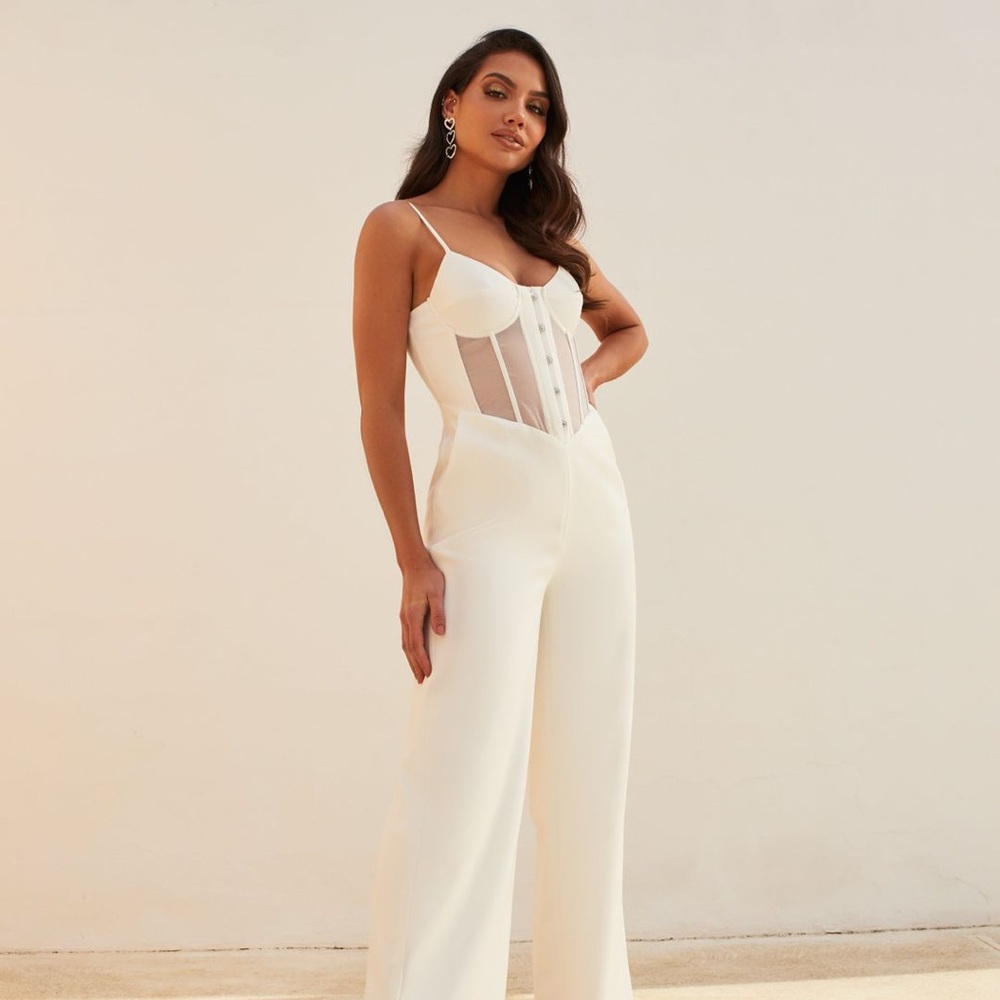 Lavish Alice White Corset Jumpsuit